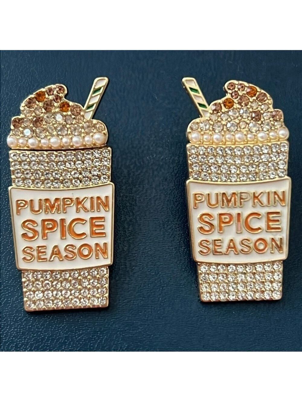 BAUBLEBAR Rhinestone Pearl Earrings Pumpkin Spice